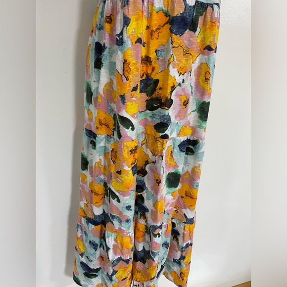 Denim & Co. Beach - Linen Blend Knit Midi Dress with Pockets - Gold Floral - Picture 4 of 7